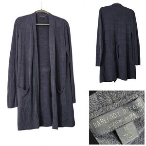 Barefoot Dreams CozyChic Ultra Lite Cardigan Carbon blue M QVWCU1121